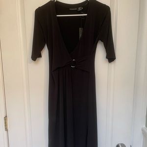 Tahari Black Wrap Dress with Silver Belt